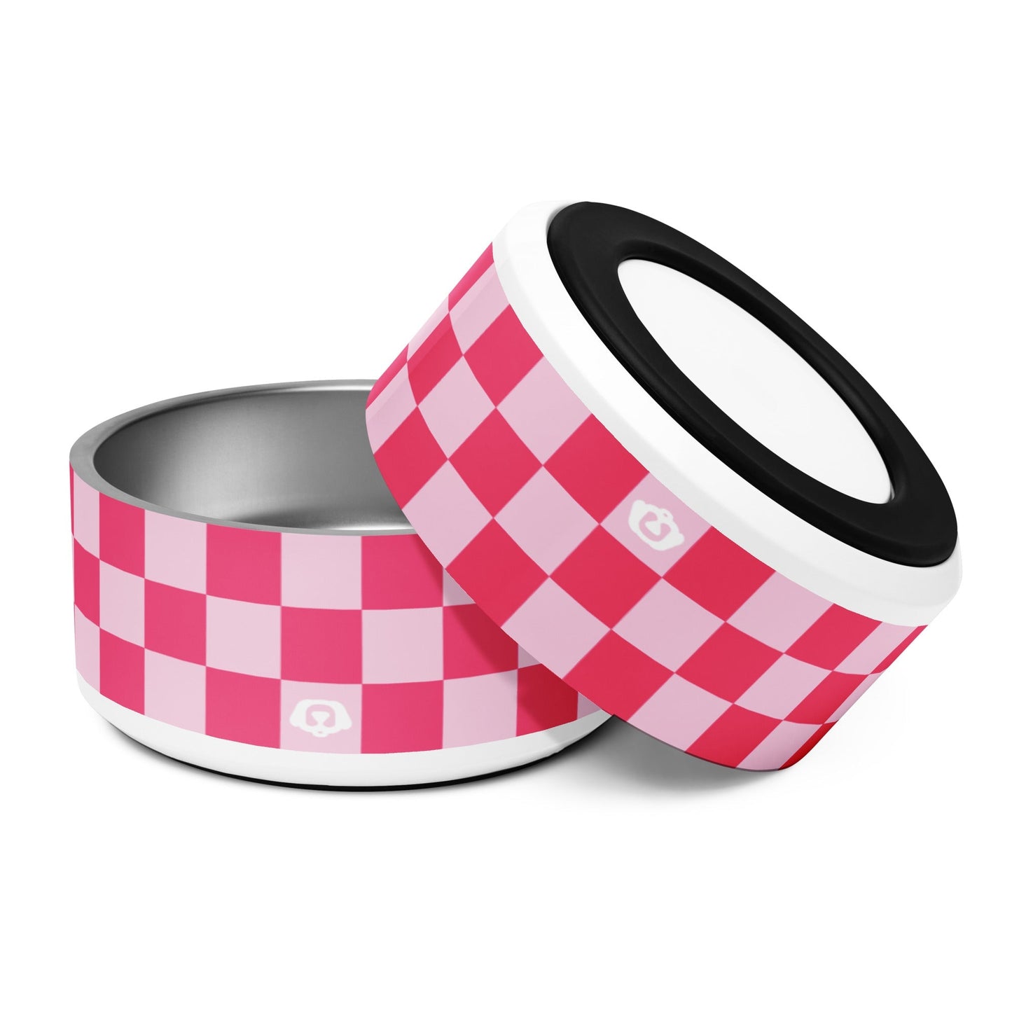 Checker Bubblegum Pink 32oz Dog Bowl - Dog Bowls & Feeders - Wuforia
