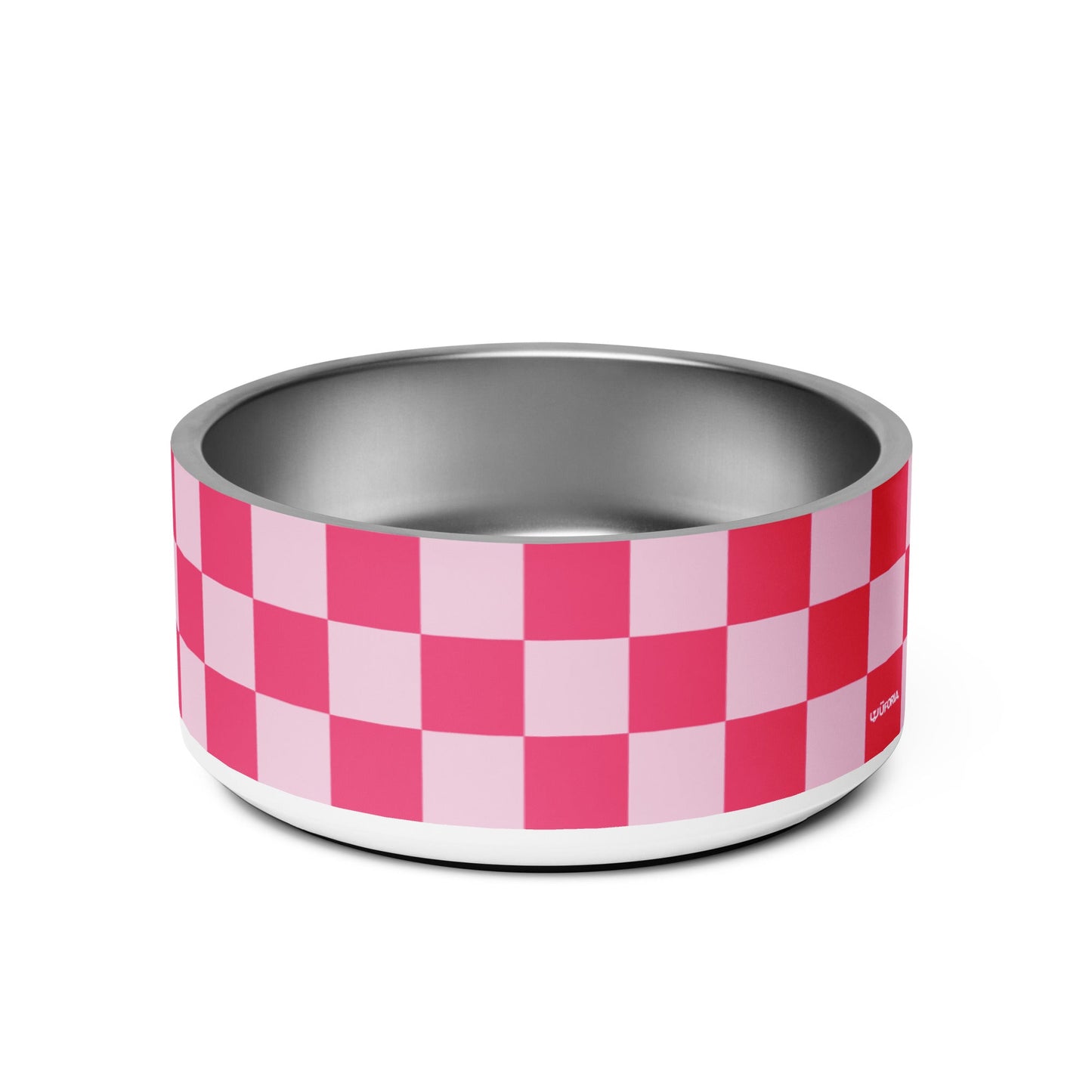 Checker Bubblegum Pink 32oz Dog Bowl - Dog Bowls & Feeders - Wuforia
