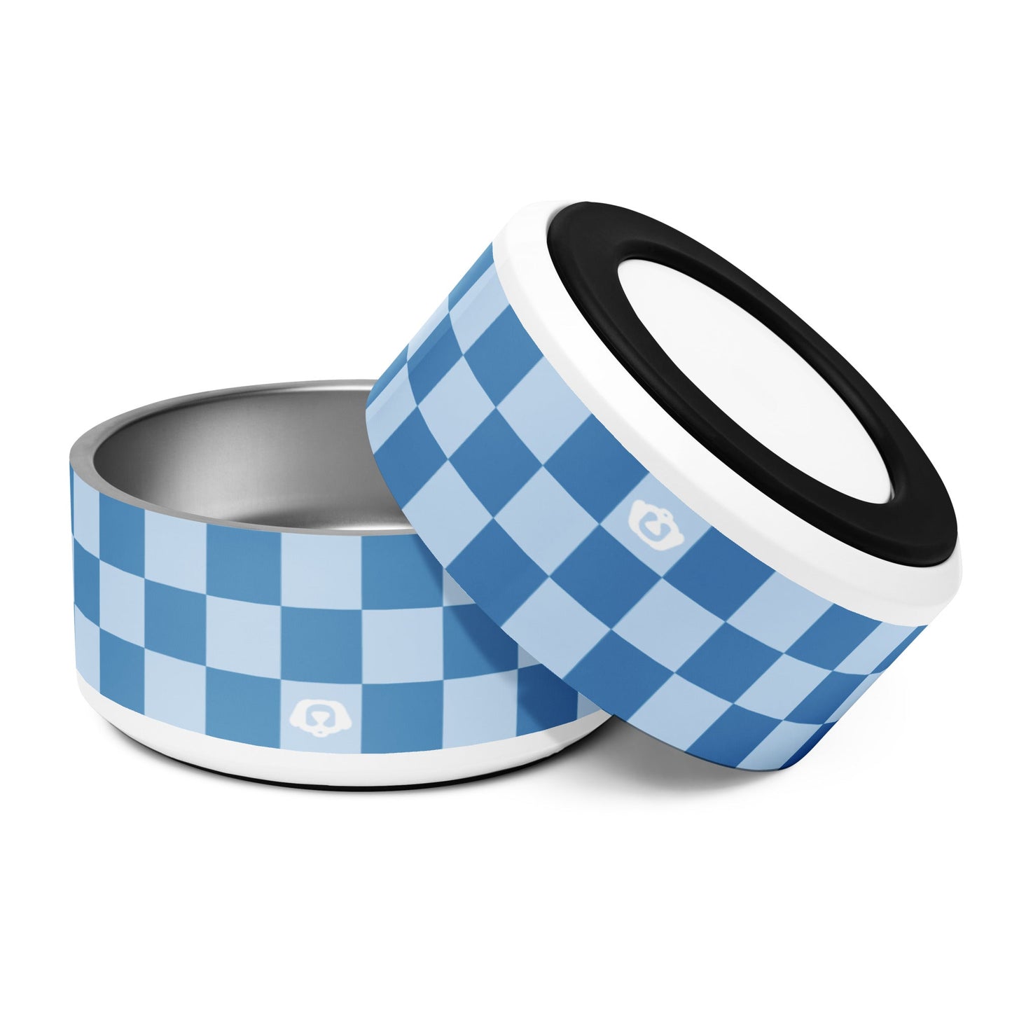 Checker Ocean Blue 32oz Dog Bowl - Dog Bowls & Feeders - Wuforia