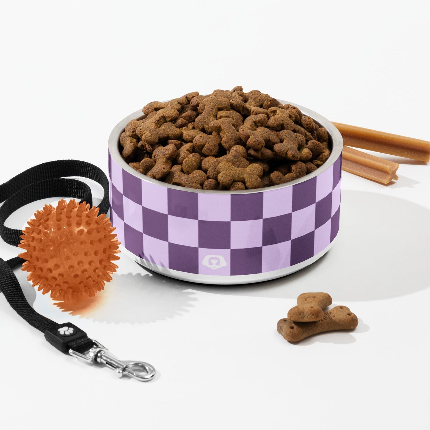 Checker Purple Pop 32oz Dog Bowl - Dog Bowls & Feeders - Wuforia