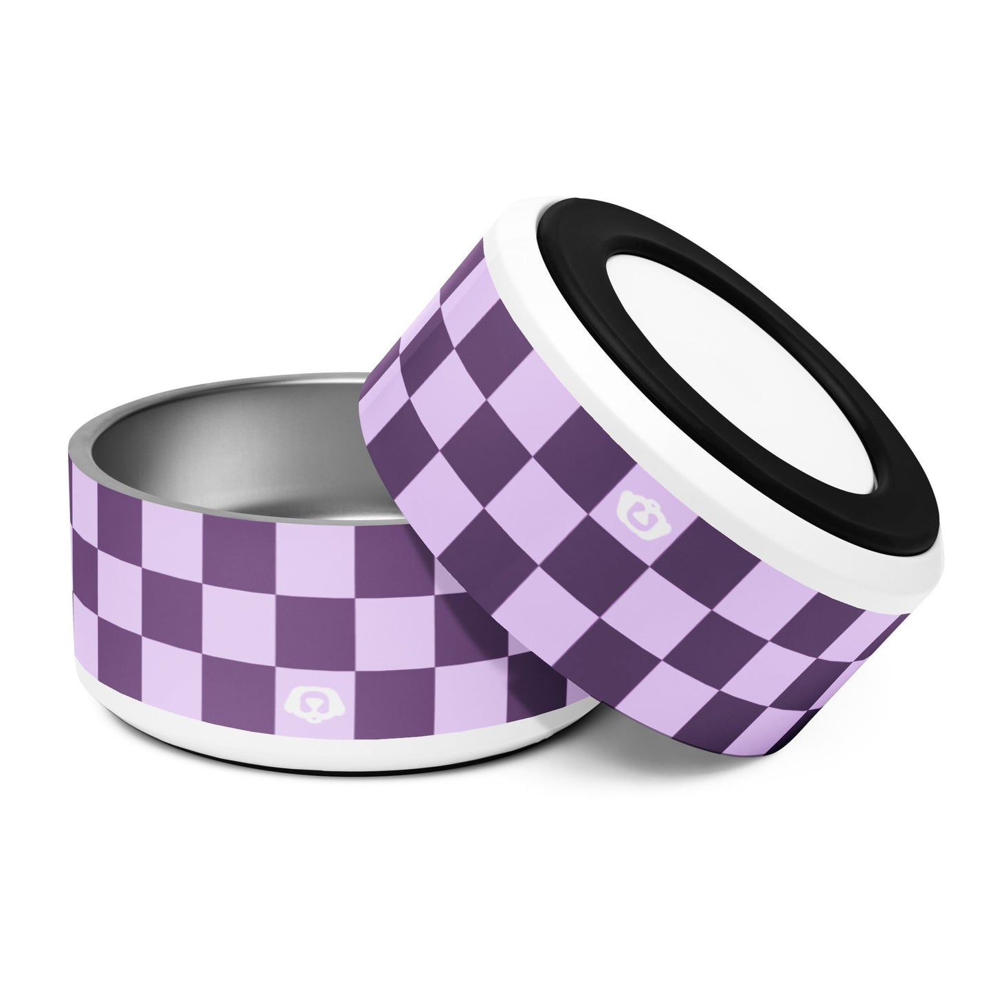 Checker Purple Pop 32oz Dog Bowl - Dog Bowls & Feeders - Wuforia