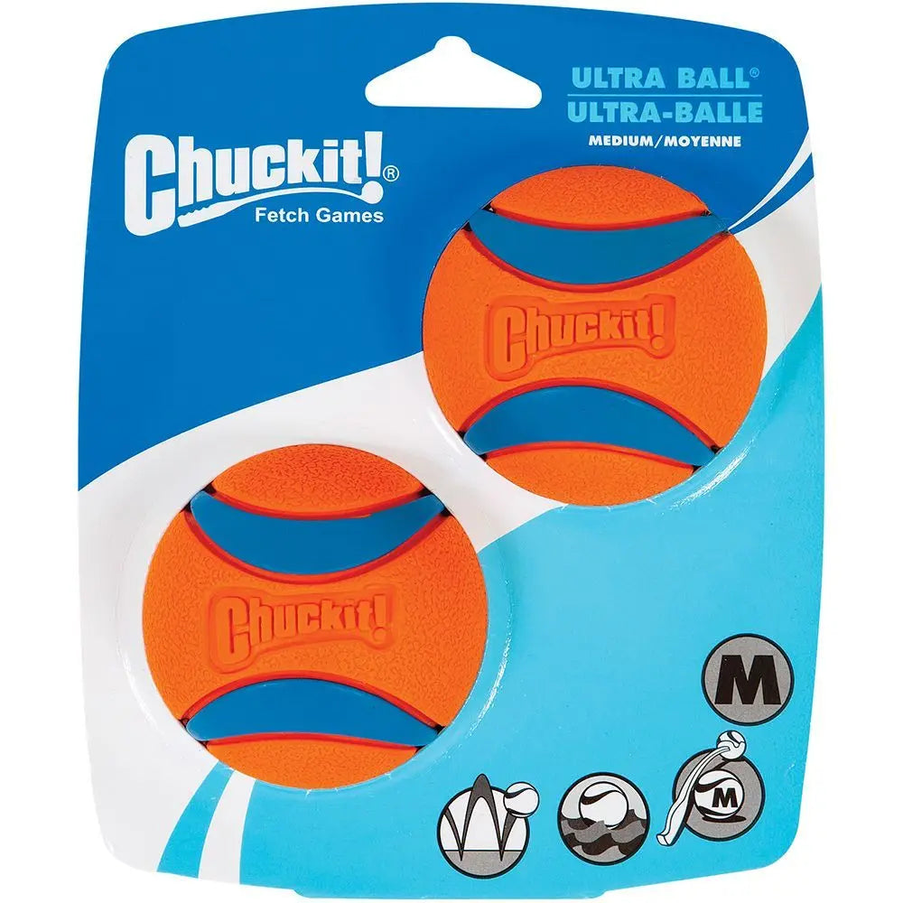Chuckit Ultra Ball medium in bright orange, perfect for interactive fetch games with your dog