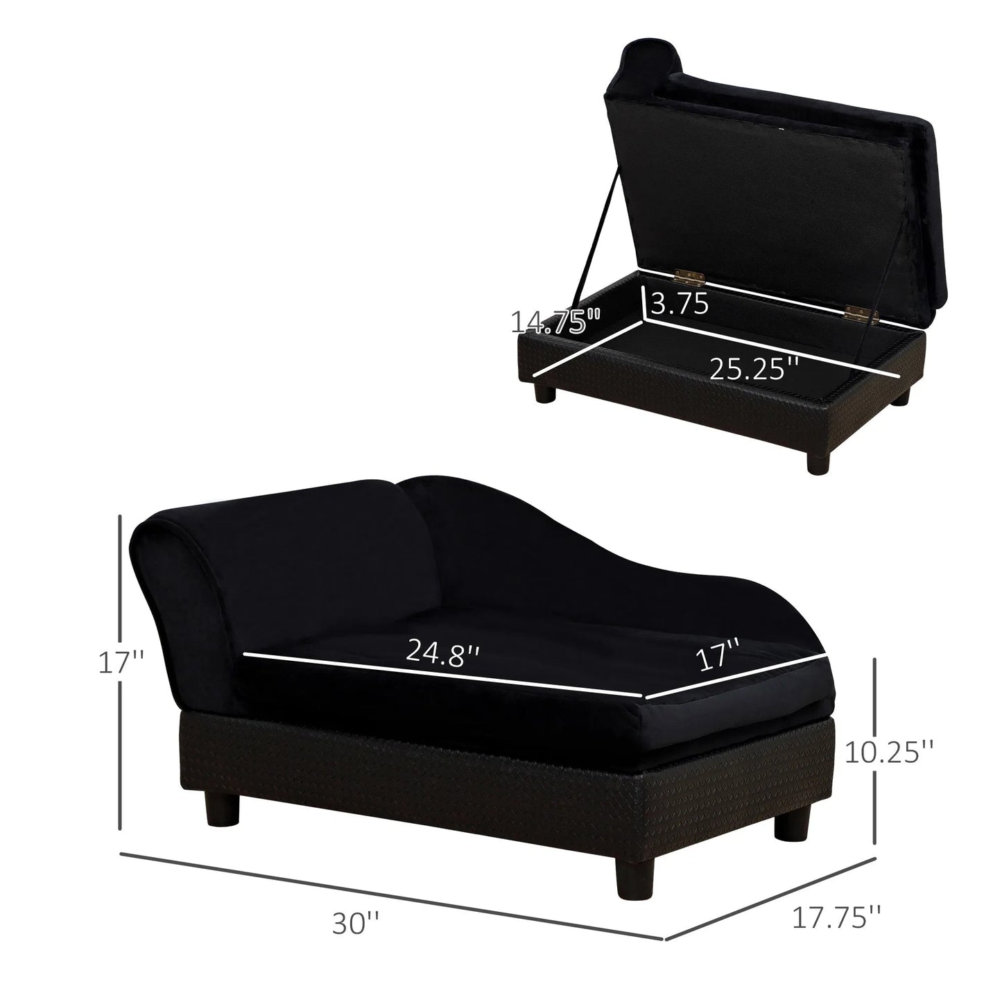 Cj Dropshipping - Pet Sofa Bed Couch with Storage, Pet Sofa for Cats and Small Dogs, Black - Sofa Beds