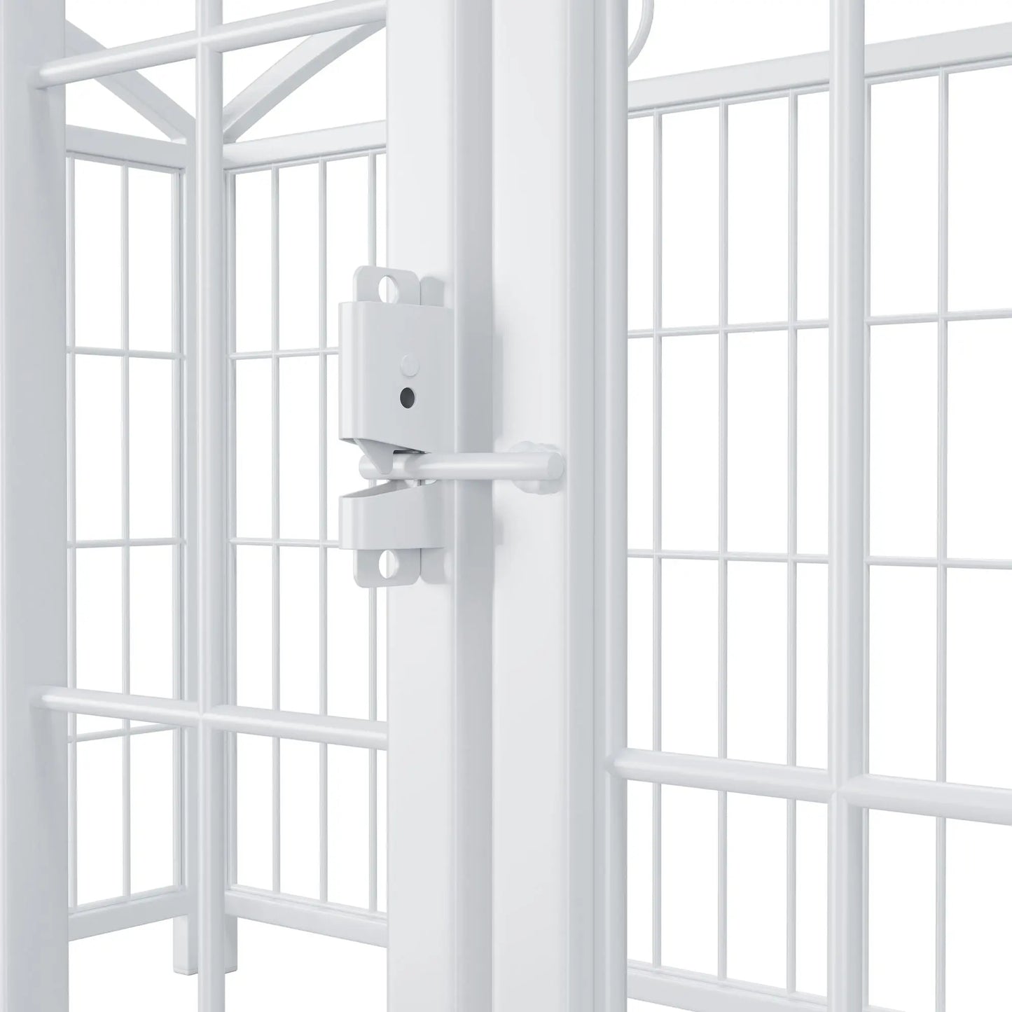 Purrfect Pet Kingdom heavy duty indoor dog enclosure with secure white metal latch and sturdy frame