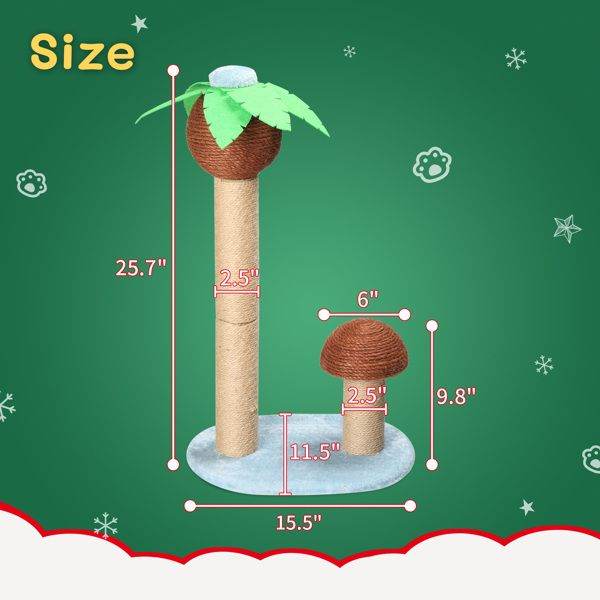 Purrfect Pet Kingdom Coconut Palm Cat Scratcher Tower Purrfect Pet Kingdom