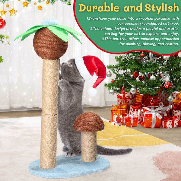 Purrfect Pet Kingdom Coconut Palm Cat Scratcher Tower Purrfect Pet Kingdom