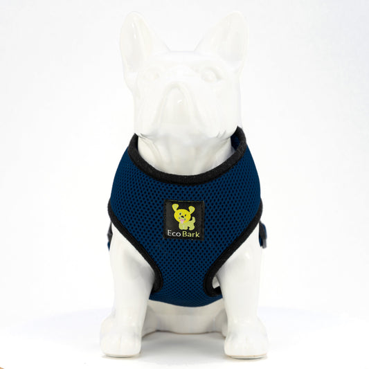 EcoBark Navy Dog Harness - Over-the-Head Soft Mesh Dog Vest