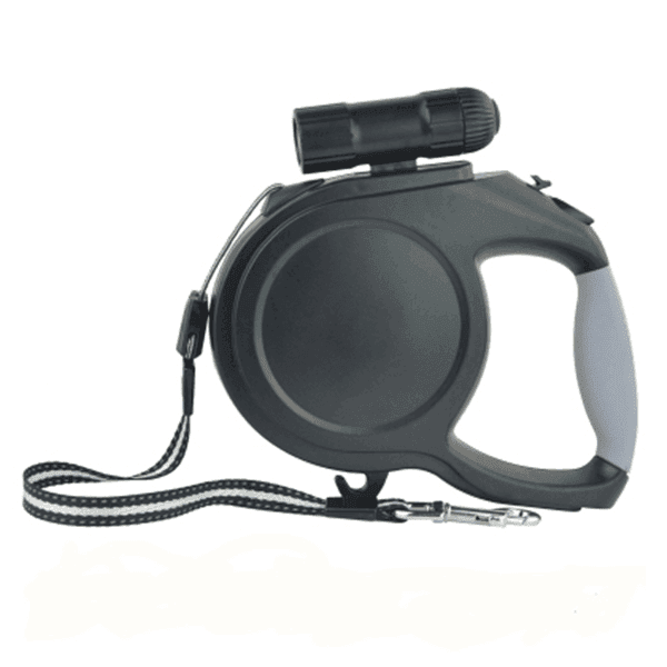Purrfect Pet Kingdom retractable durable pet leash for large dogs with ergonomic handle in black and gray
