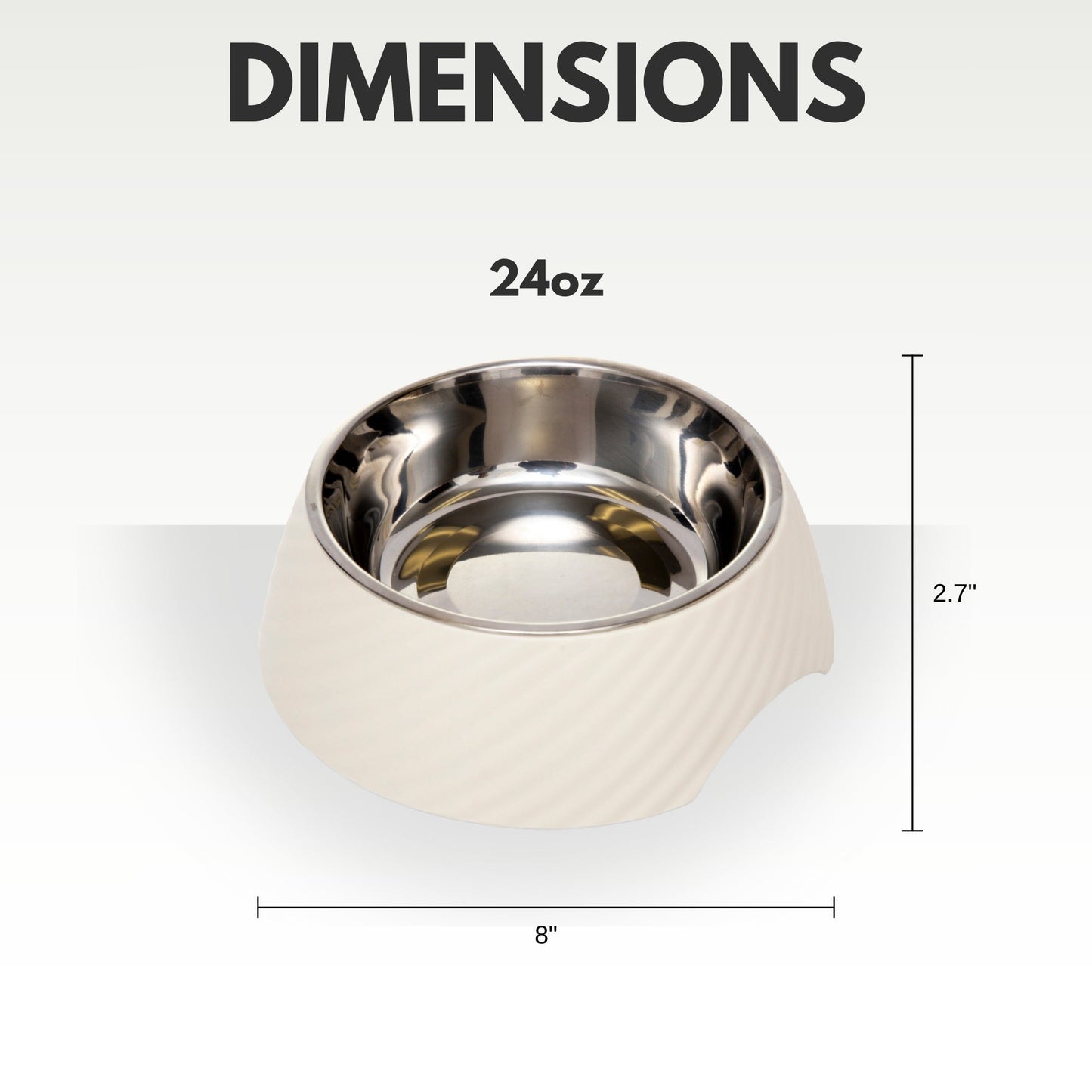 Luxury pet feeding bowls made of stainless steel with a cream exterior for stylish pet dining