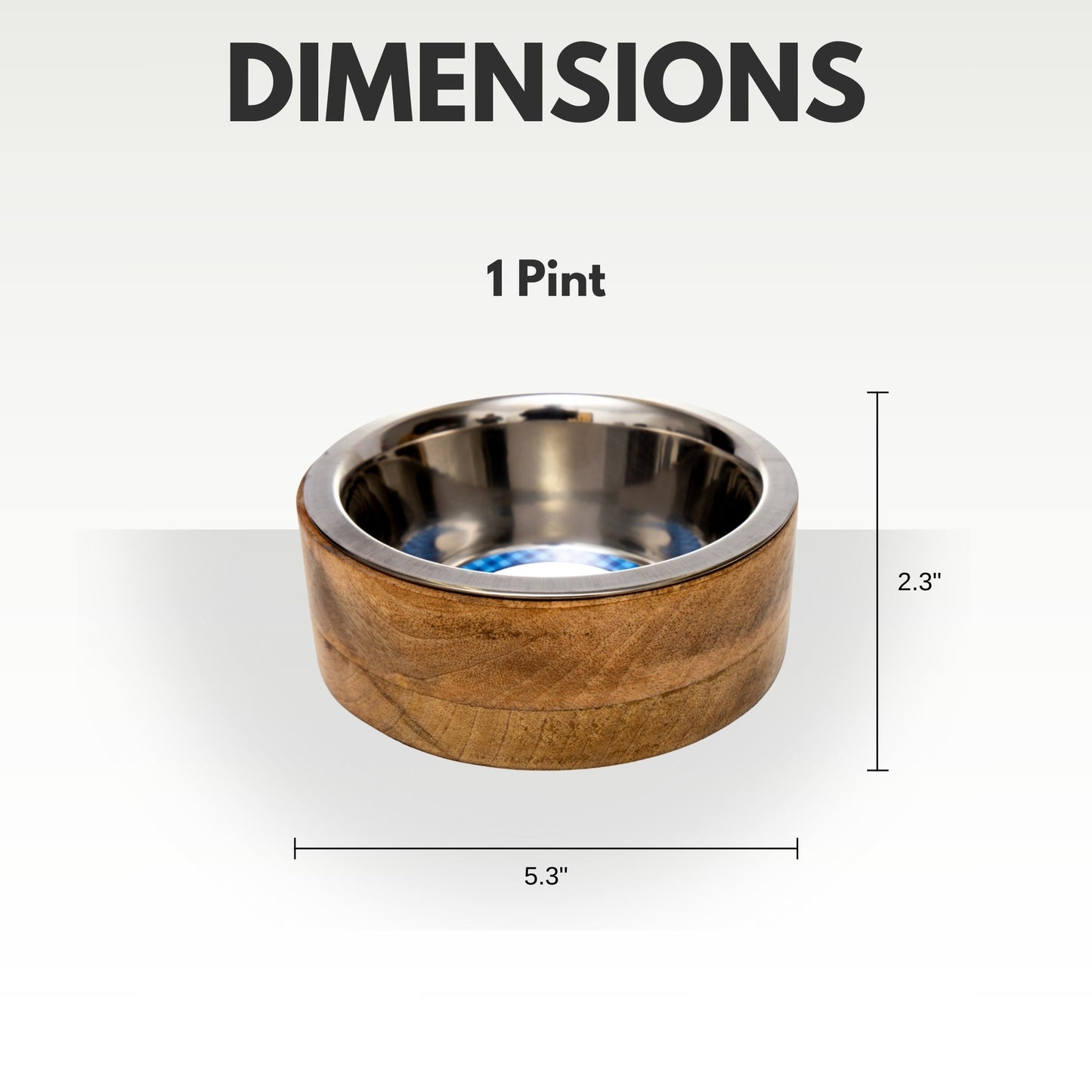 Luxury pet feeding bowls for dogs made of stainless steel, featuring a wooden base and 1 pint capacity