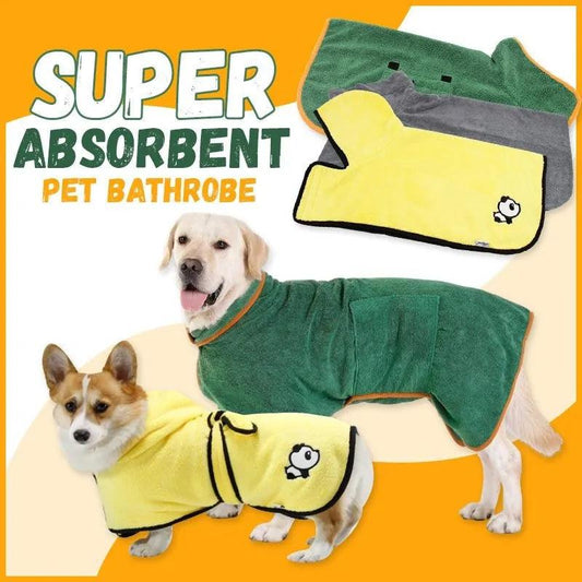 Super absorbent pet bathrobe featuring a cozy pet towel with neck collar for drying dogs