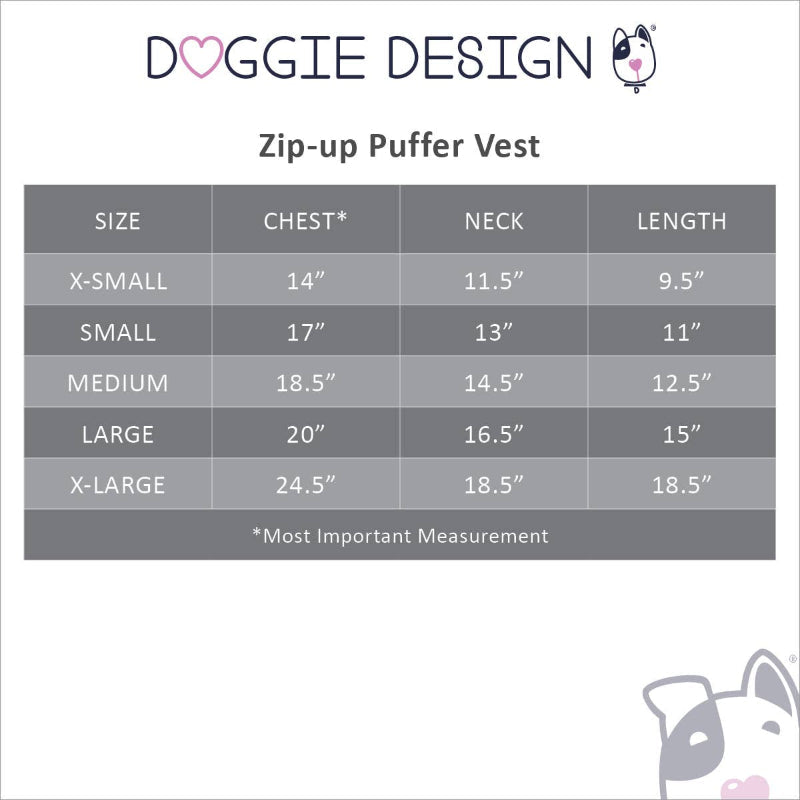 Zip-up Dark Green Fleece Lined Dog Puffer Vest