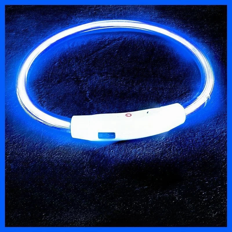 40/50/70cm Led Dog Collar USB Rechargeable Pet Dog Night Luminous Charge Collar Glowing Necklace Collar Safety Night Light