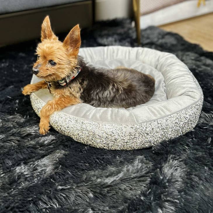 Rhinestone Round Pet Bed