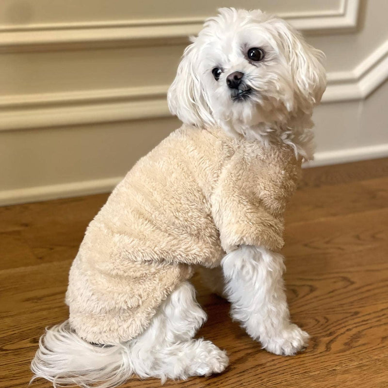 Cream Soft Plush Warm Dog Pullover