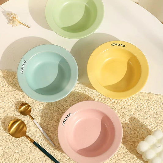 Elevated Ceramic Cat Bowl Set with Modern Acrylic Rack Base