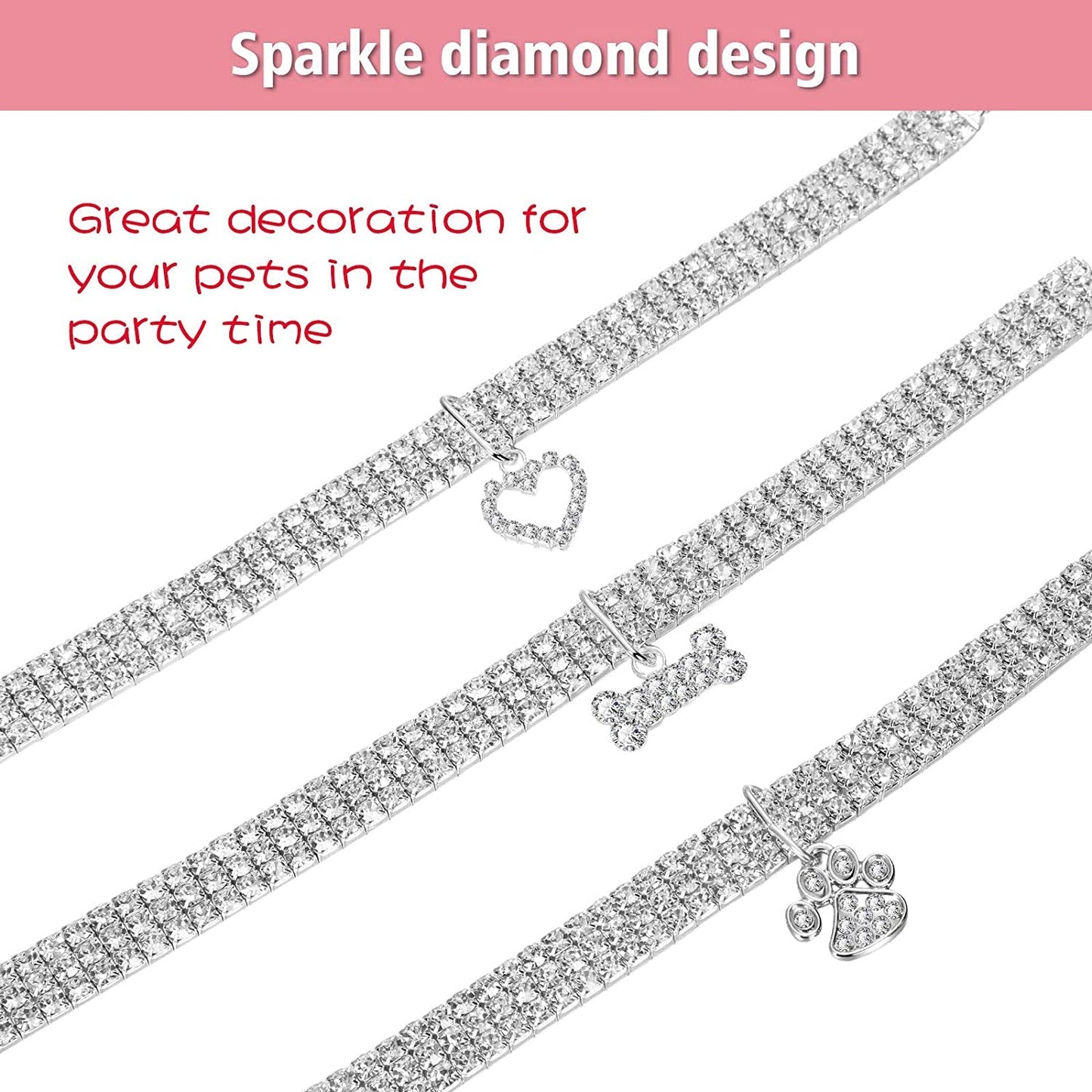 Cat Collar Crystal Elastic Pet Necklace Breakaway ๐
