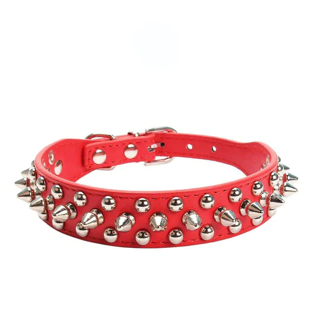 Rugged Leather Spiked Collar for Dogs and Cats - Ameraeon