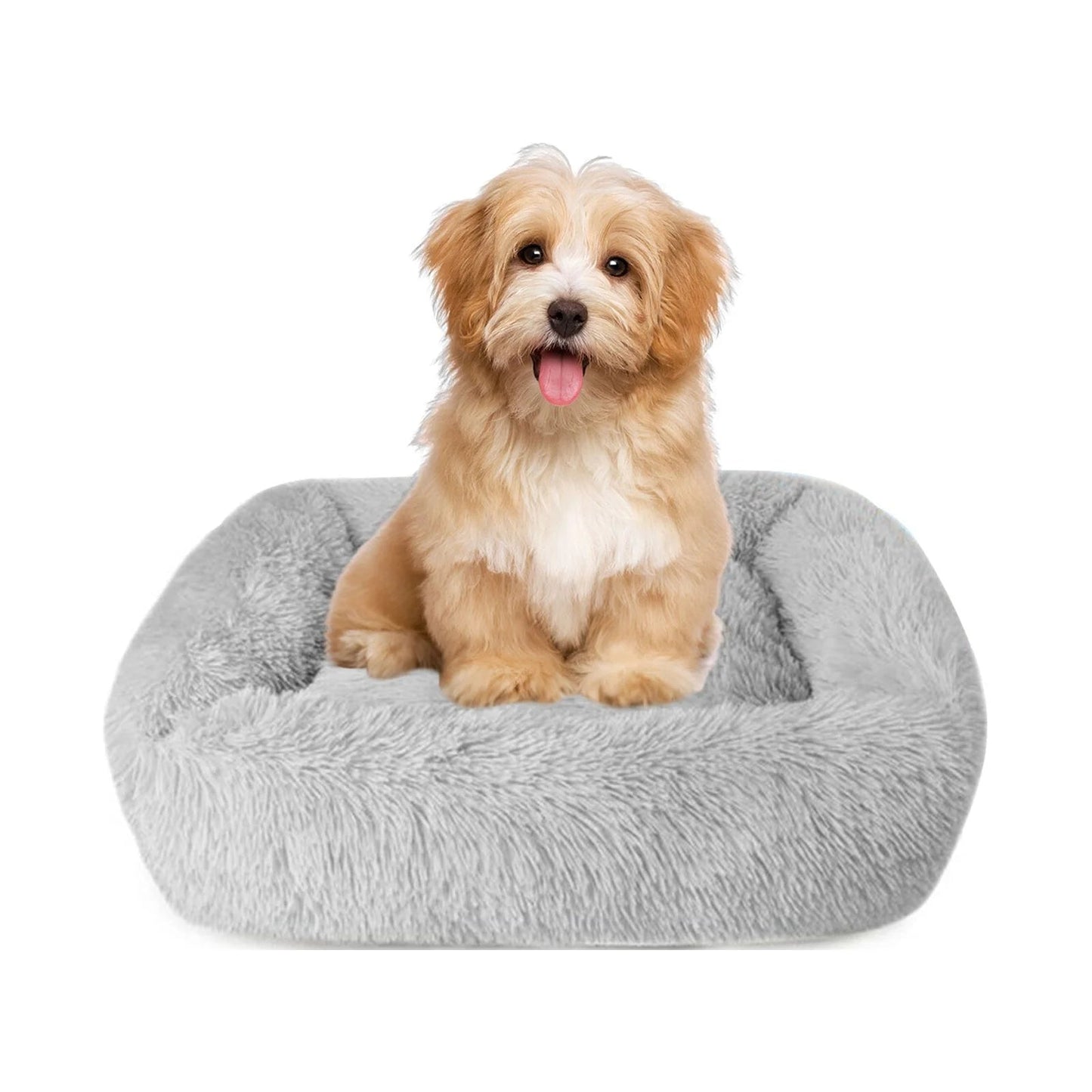 Washable Dog Bed Gray Plush Soft Cats Dogs ๐๏ธ