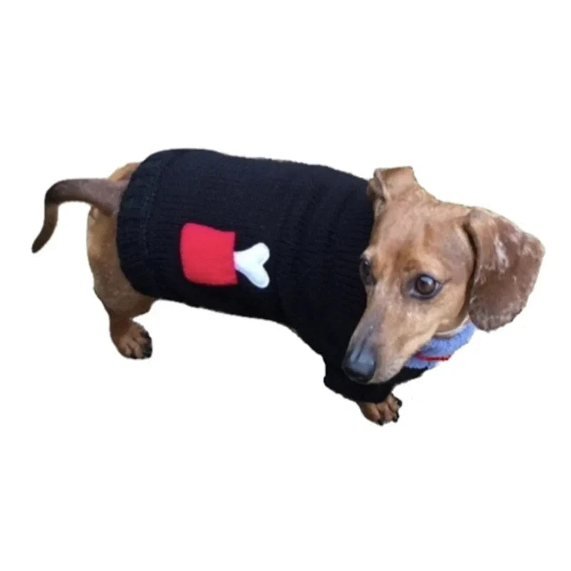 Bone on Board Black with Red Bone Pocket Turtleneck Pet Sweater