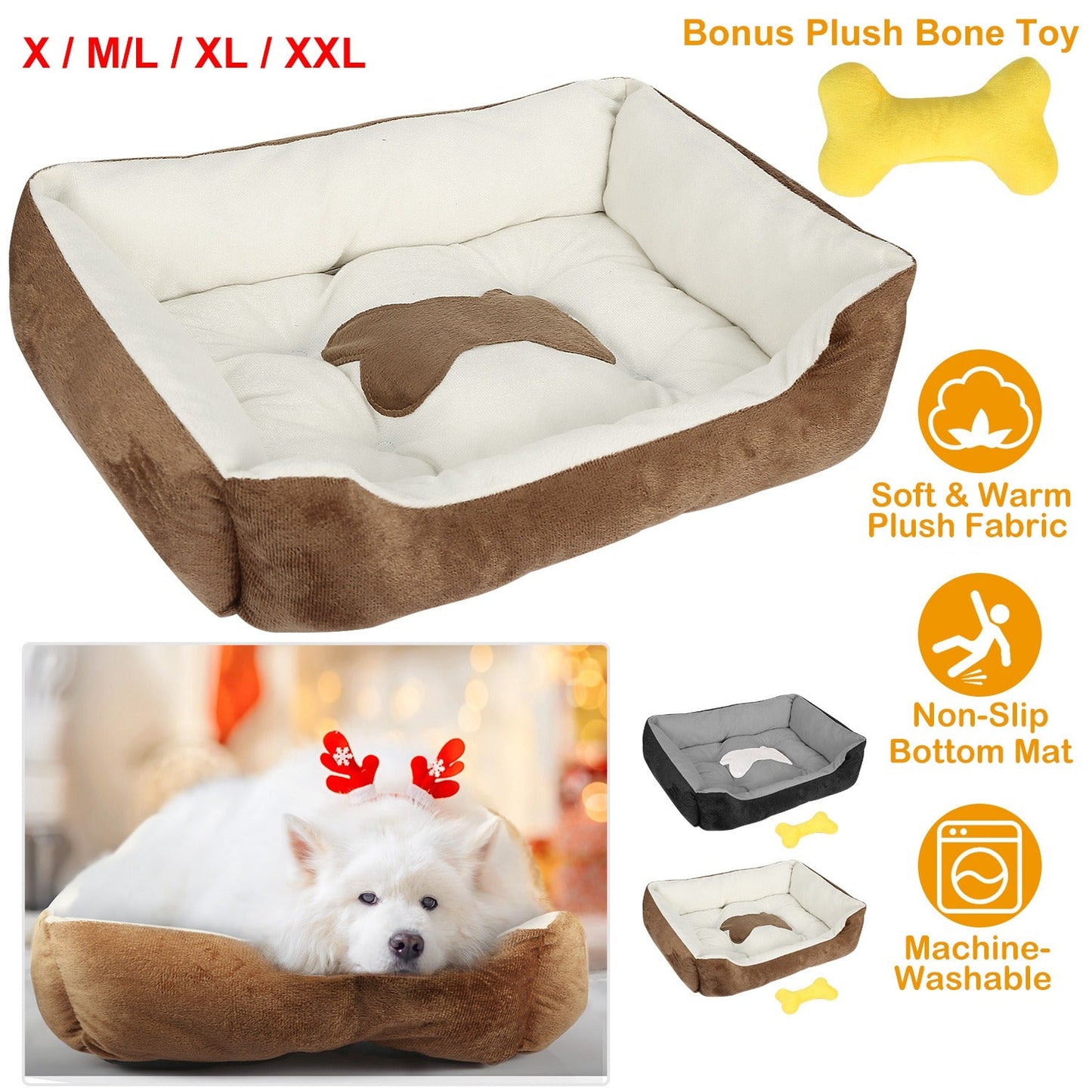 Pet Dog Bed Soft Warm Fleece Puppy Cat Bed Dog Cozy Nest Sofa Bed Cushion Mat For S/M Dog