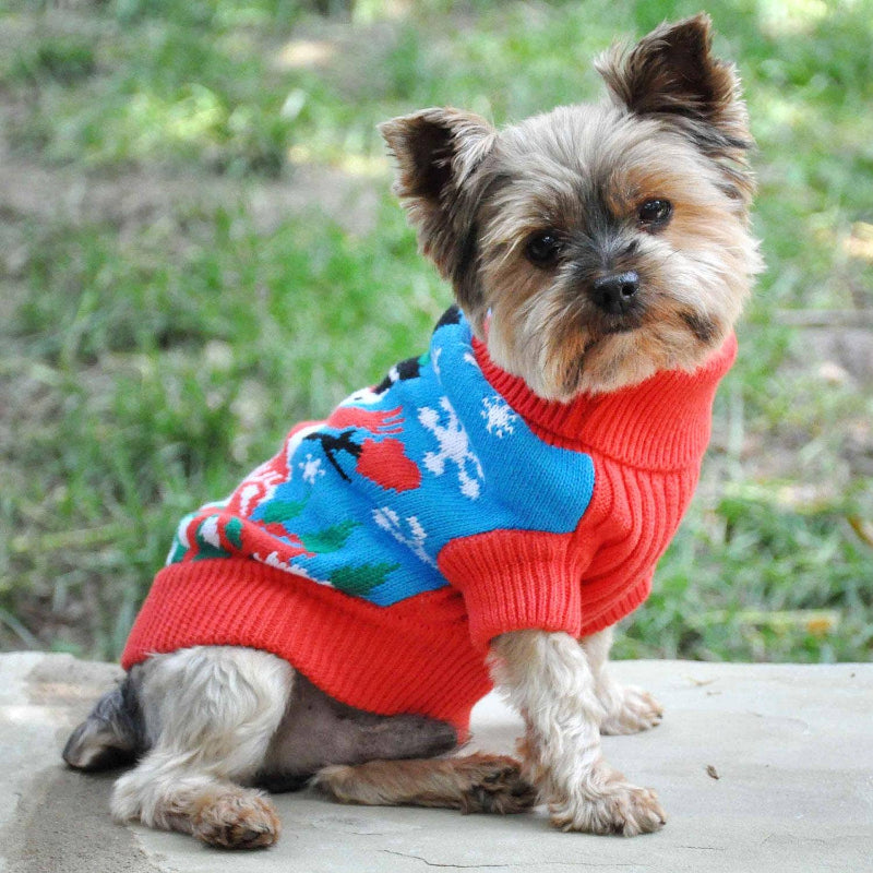 Combed Cotton Snowman Holiday Dog Sweater