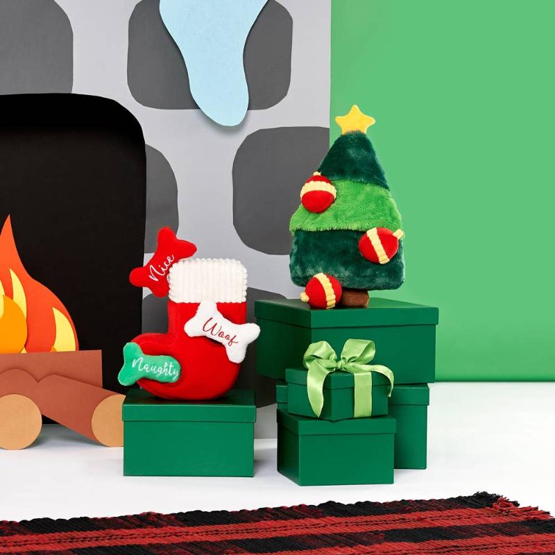 Holiday Burrow Naughty or Nice Stocking Interactive Dog Toy