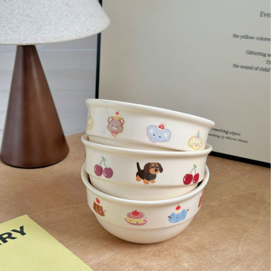 Original Cartoon Cute Cherry Sausage Dog Ceramic Tableware