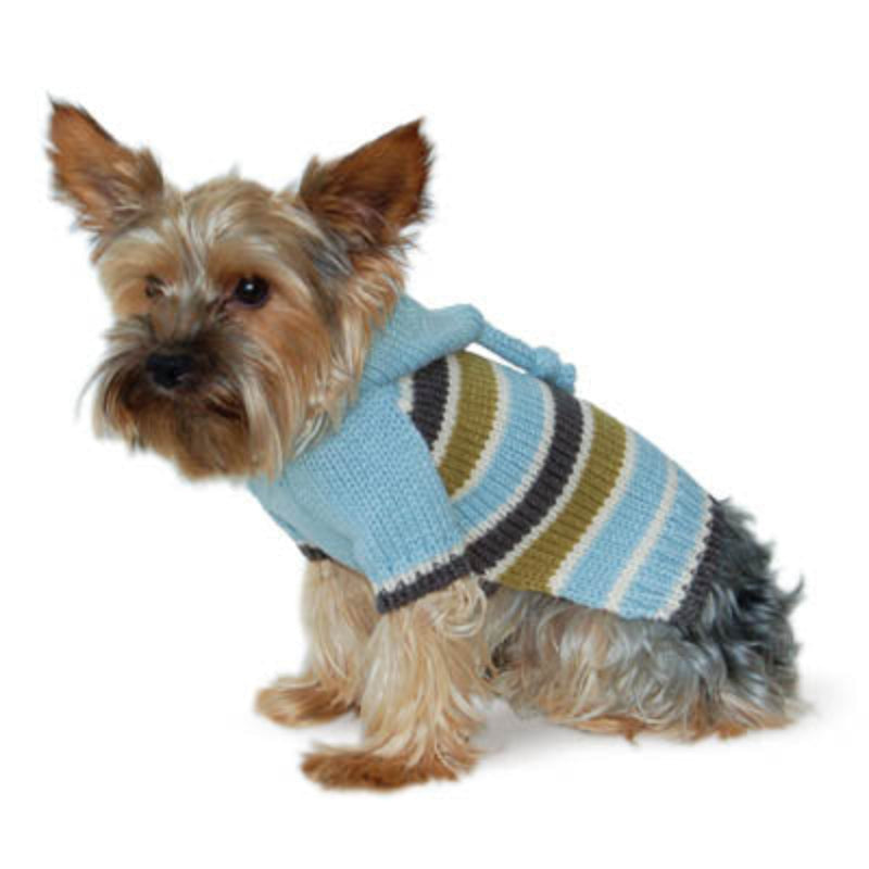 Stripe Hoodie Blue Dog Sweater