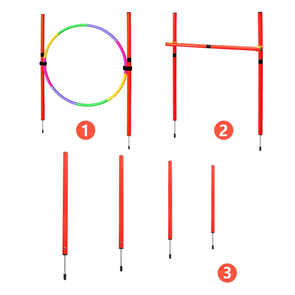 dsers Dog Agility Training Set with Adjustable Obstacles - pet exercise equip - THRIXINE