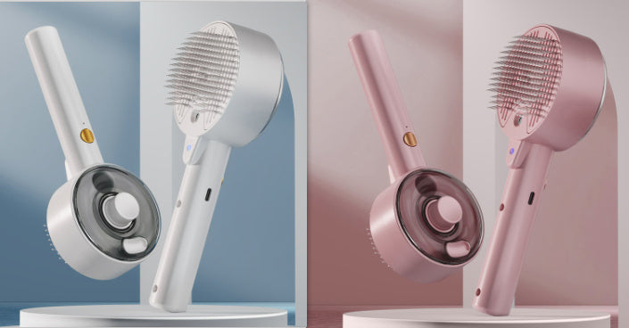 MANDOTOS dog and cat hair removal tool available in white and pink for effective pet grooming