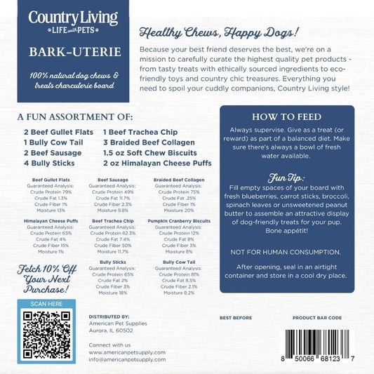 Dog Treats Country Living Bark-Uterie Board for Daily Use - detail product image for dog treats