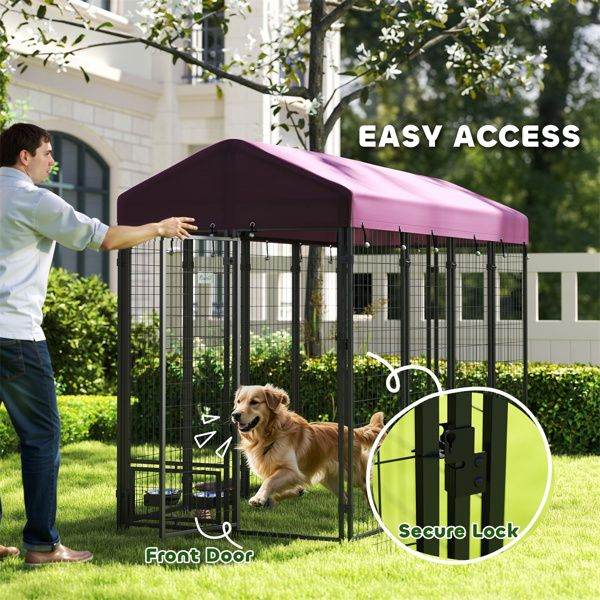 Purrfect Pet Kingdom Outdoor Dog Crate with Secure Lock as picture Purrfect Pet Kingdom
