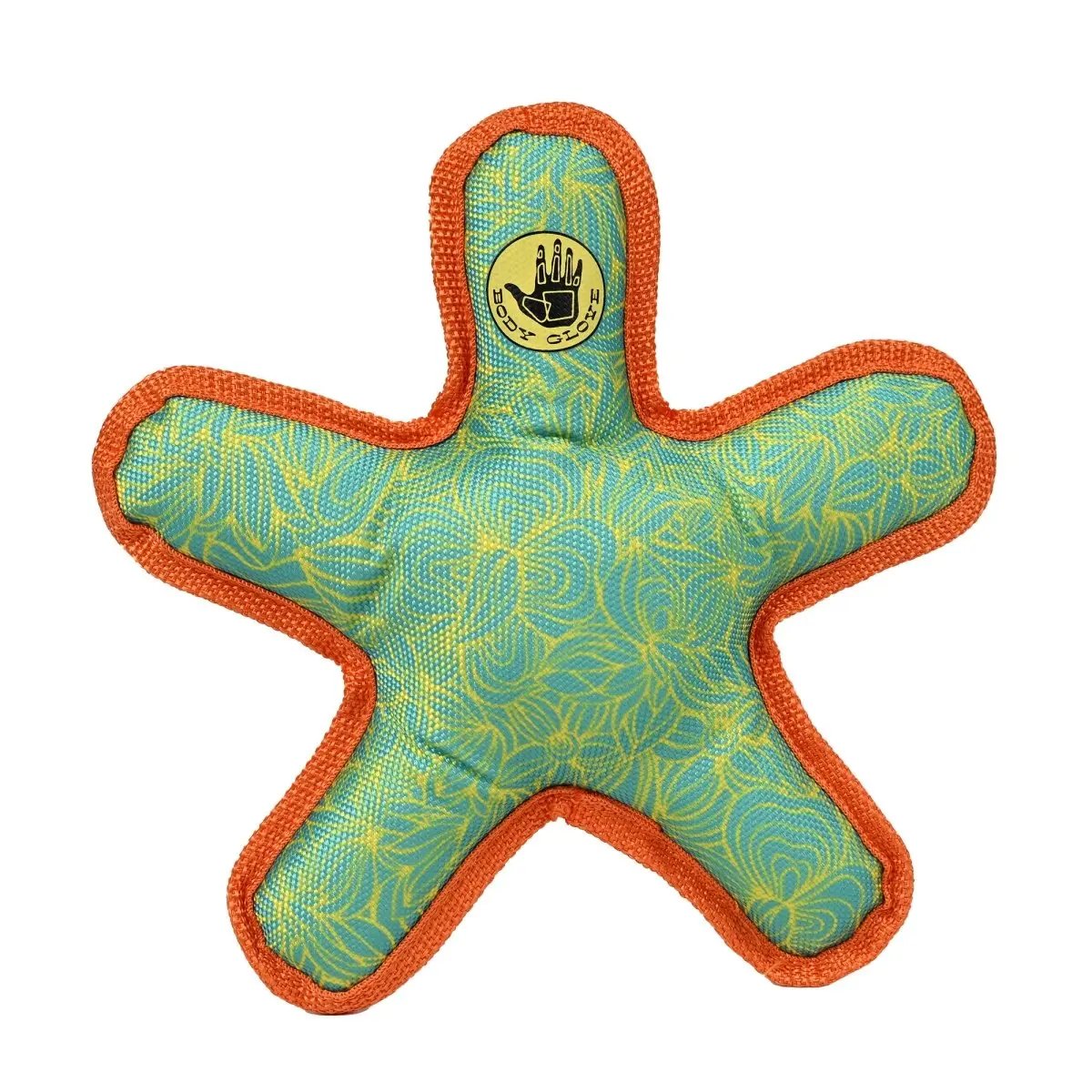 K9 Outdoors star shaped dog toy with vibrant colors and durable fabric for interactive play