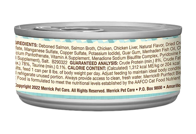 done - Purrfect Pet Kingdom Merrick Purrfect Bistro Grain Free Adult Salmon Pate Cat Food (3oz) - Food
