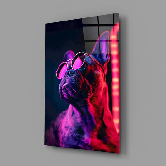 Dog with Glasses Glass Wall Art || Designer Collection
