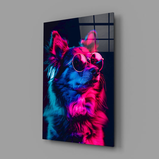 Dog with Glasses Glass Wall Art || Designer Collection