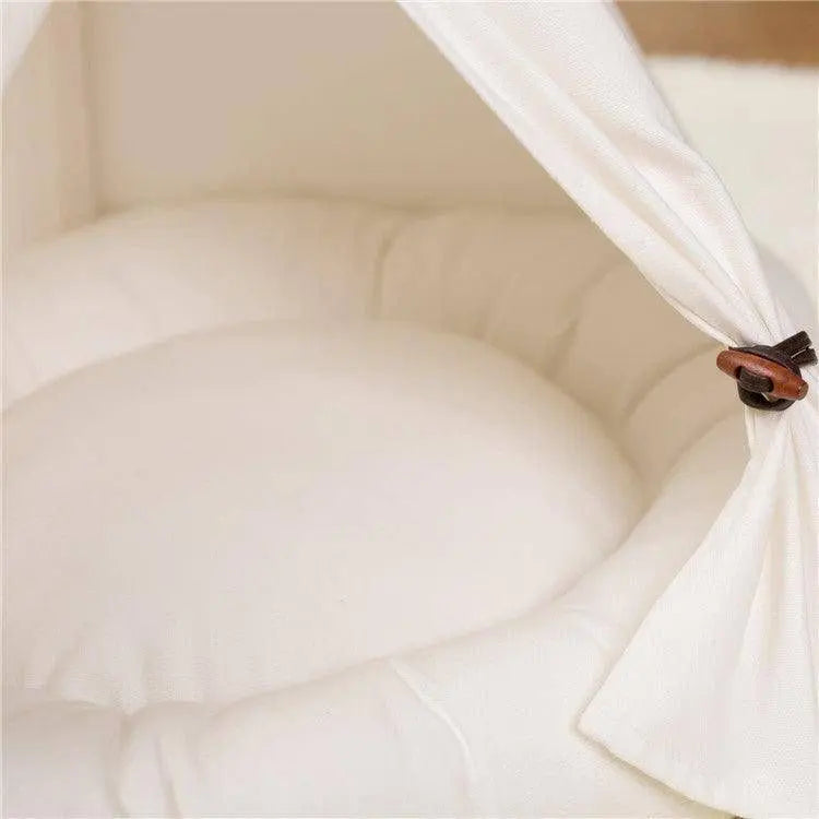 Purrfect Pet Kingdom Premium Wooden Pet Hideaway Teepee M White Cushion Purrfect Pet Kingdom