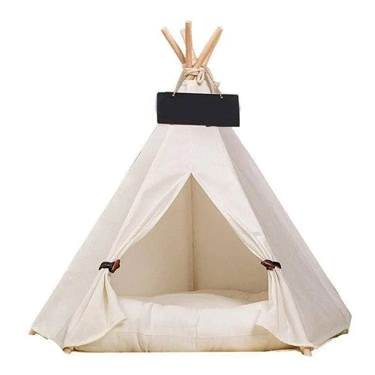 Purrfect Pet Kingdom Premium Wooden Pet Hideaway Teepee M White No Cushion Purrfect Pet Kingdom