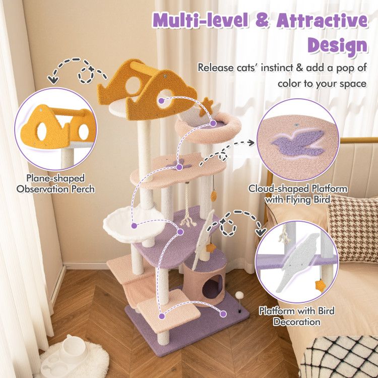 Purrfect Pet Kingdom Multi Level Cat Tower with Scratching Posts Purrfect Pet Kingdom