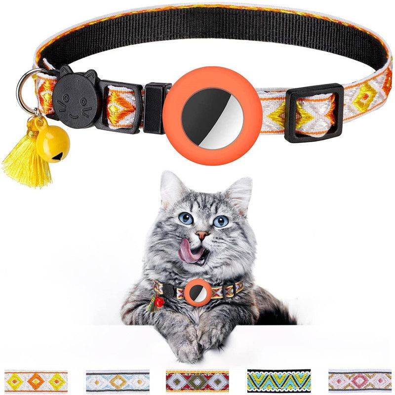 Purrfect Pet Kingdom Stylish AirTag Pet Collar with Bell Pet Supplies Orange Purrfect Pet Kingdom