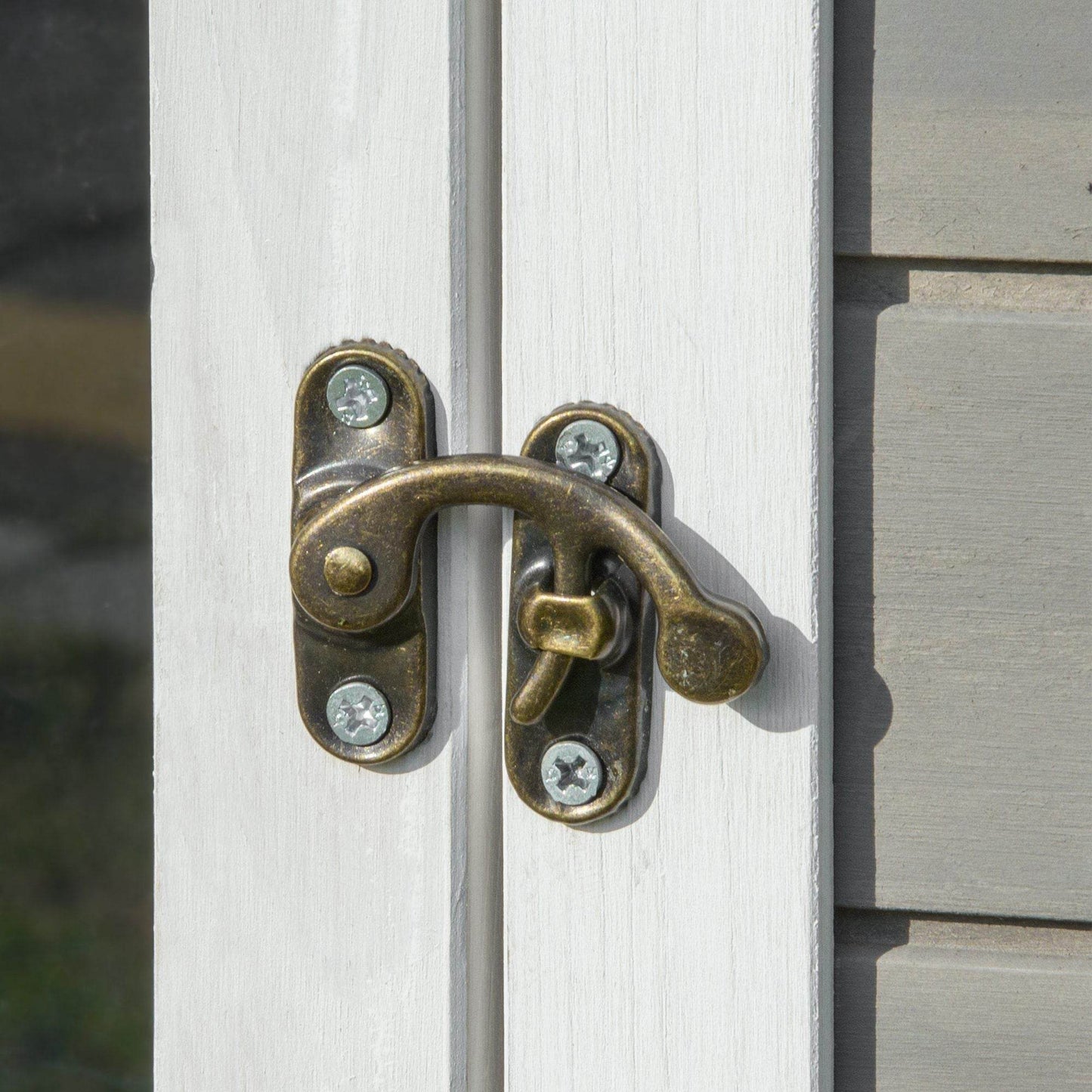 Weatherproof Outdoor Cat House with Porch & Escape Door - Feral Cat Shelter with Plant Stand | Dark Grey/White Wood Construction - Purrfect Pet Kingdom