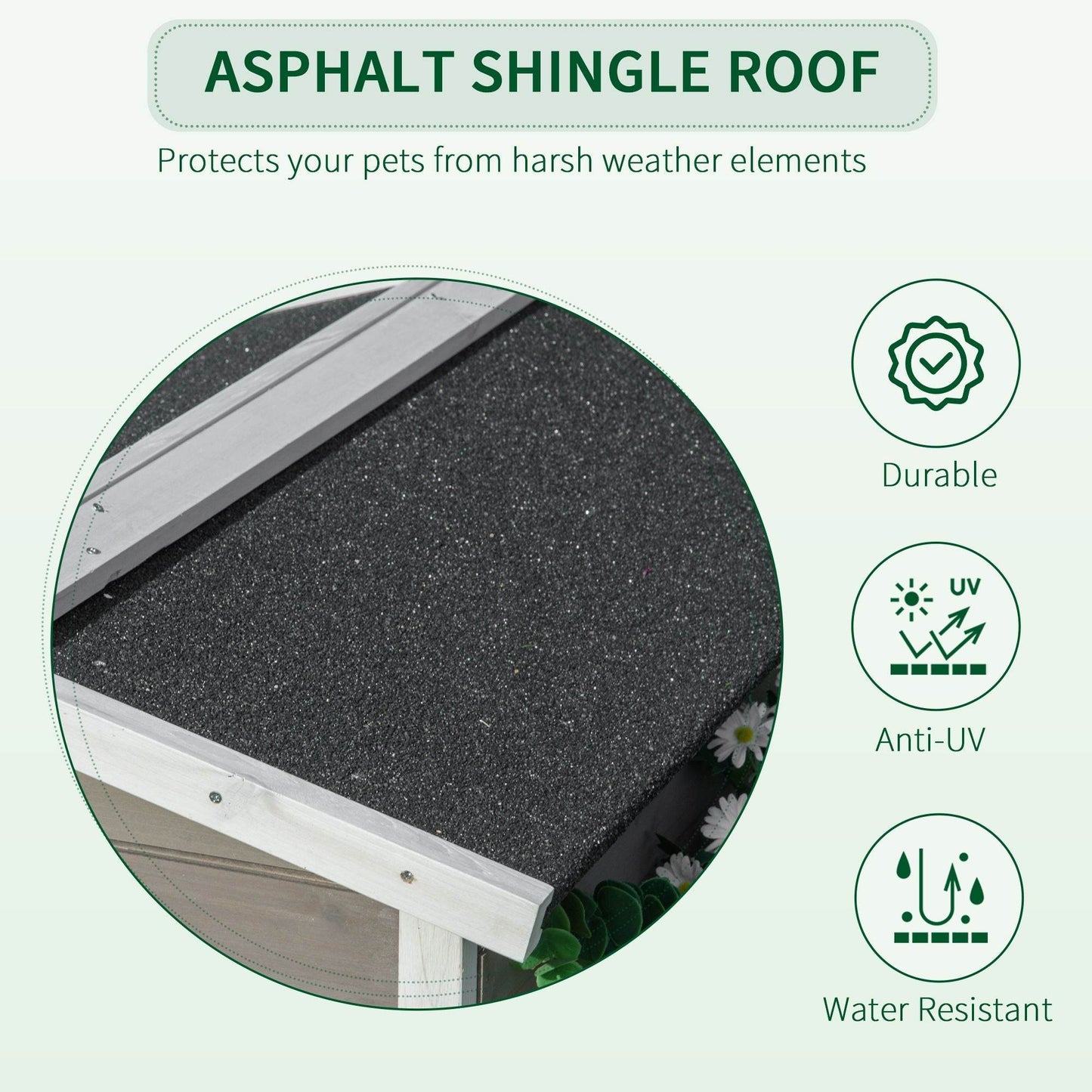 Weatherproof Outdoor Cat House with Porch & Escape Door - Feral Cat Shelter with Plant Stand | Dark Grey/White Wood Construction - Purrfect Pet Kingdom