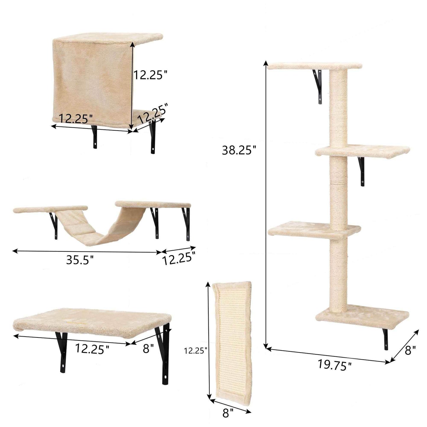 Purrfect Pet Kingdom Cat Wall Shelves Set β Elevated Perches & Scratching Posts Purrfect Pet Kingdom