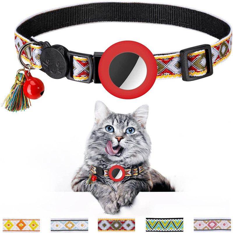 Purrfect Pet Kingdom Stylish AirTag Pet Collar with Bell Pet Supplies Red Purrfect Pet Kingdom