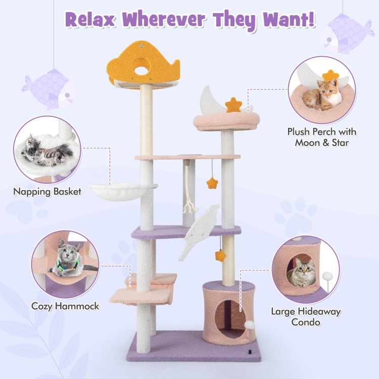 Purrfect Pet Kingdom Multi Level Cat Tower with Scratching Posts Purrfect Pet Kingdom