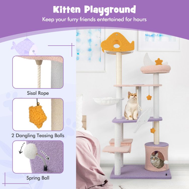 Purrfect Pet Kingdom Multi Level Cat Tower with Scratching Posts Purrfect Pet Kingdom