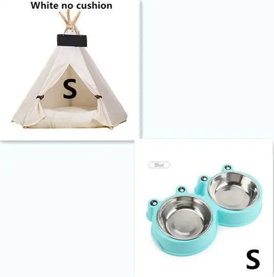 Purrfect Pet Kingdom Premium Wooden Pet Hideaway Teepee Set1 White No Cushion Purrfect Pet Kingdom