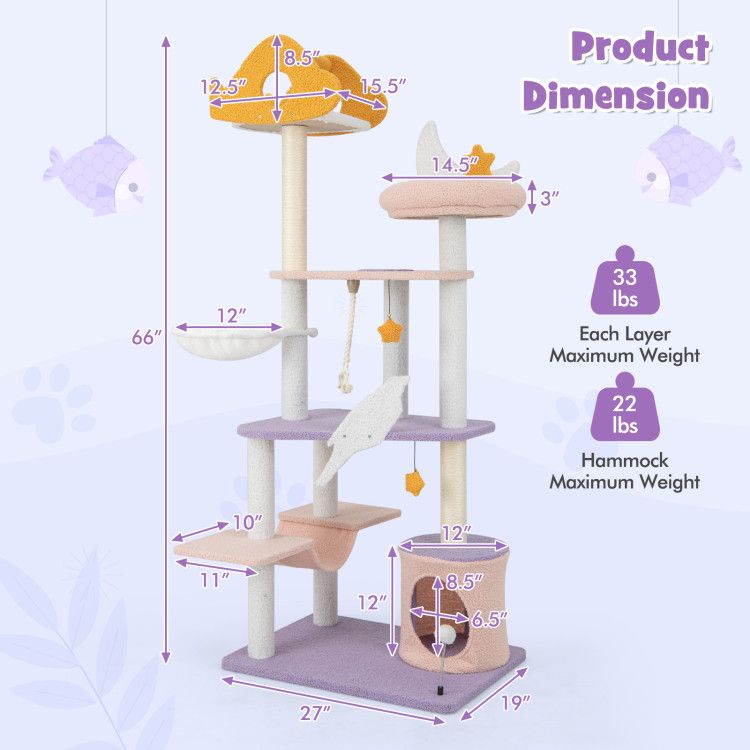 Purrfect Pet Kingdom Multi Level Cat Tower with Scratching Posts Purrfect Pet Kingdom