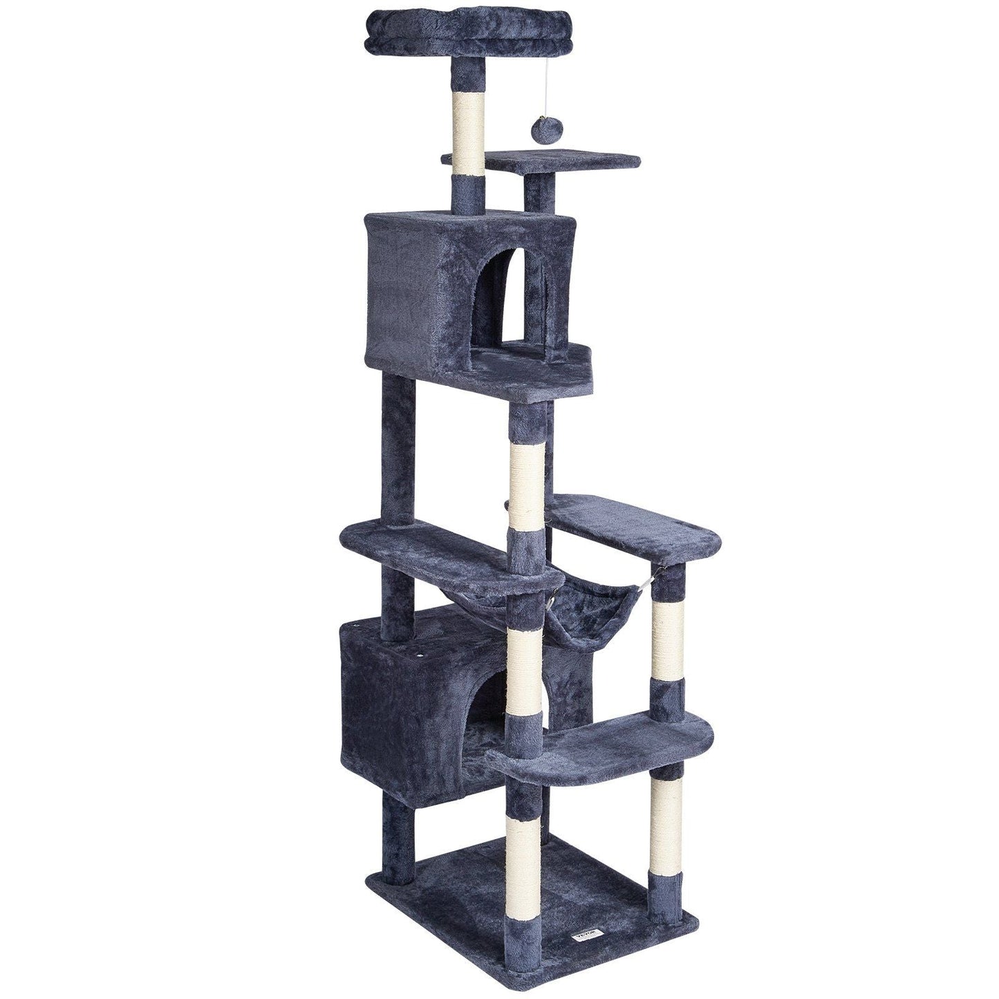 Cat Tree 72" Cat Tower with 2 Cat Condos Sisal Scratching Post Dark Grey - Cat Trees & Towers - Berry Charmz
